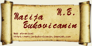 Matija Bukovičanin vizit kartica